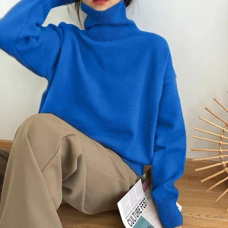 Minerva oversized roll neck jumper with ribbed cuffs – image 10