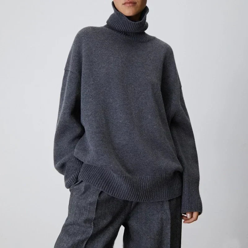 Minerva oversized roll neck jumper with ribbed cuffs – image 11