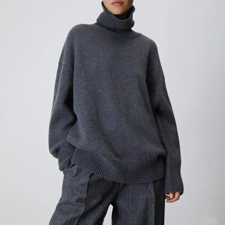 Minerva oversized roll neck jumper with ribbed cuffs – image 11