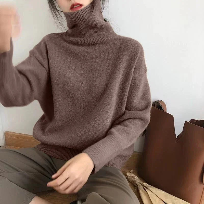 Minerva oversized roll neck jumper with ribbed cuffs