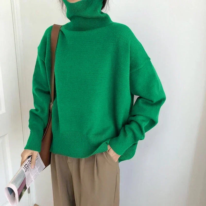 Minerva oversized roll neck jumper with ribbed cuffs – image 3