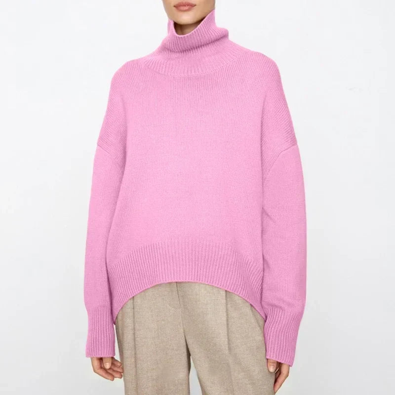 Minerva oversized roll neck jumper with ribbed cuffs – image 2