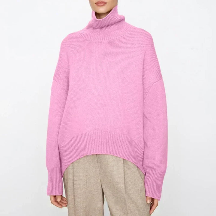 Minerva oversized roll neck jumper with ribbed cuffs – image 2