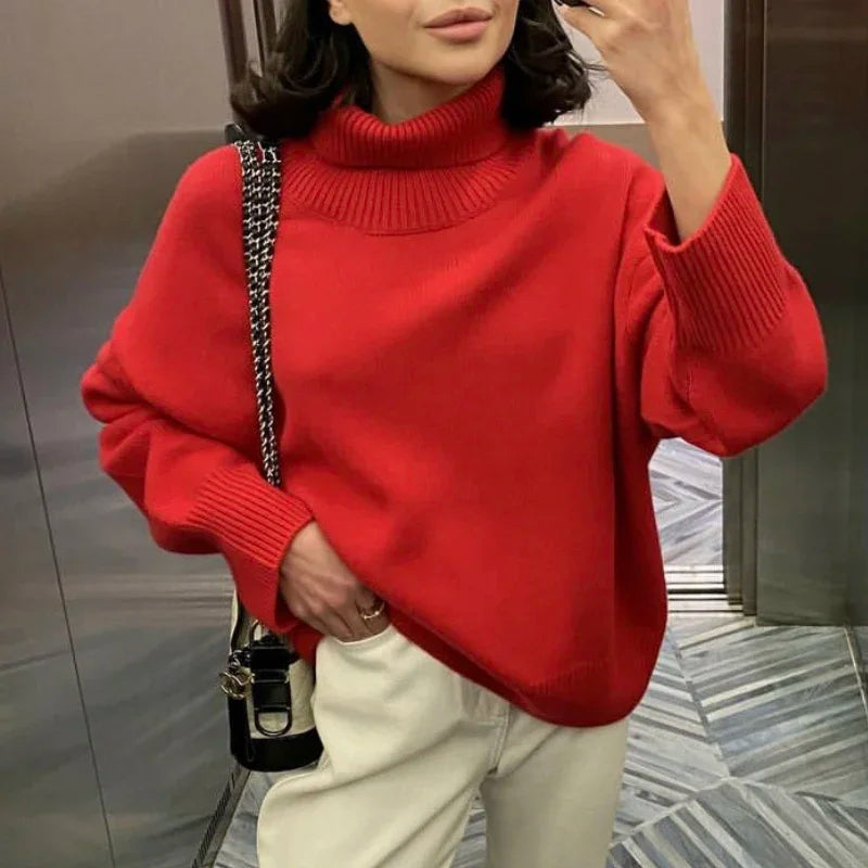 Minerva oversized roll neck jumper with ribbed cuffs – image 5