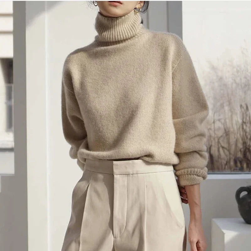 Minerva oversized roll neck jumper with ribbed cuffs – image 6