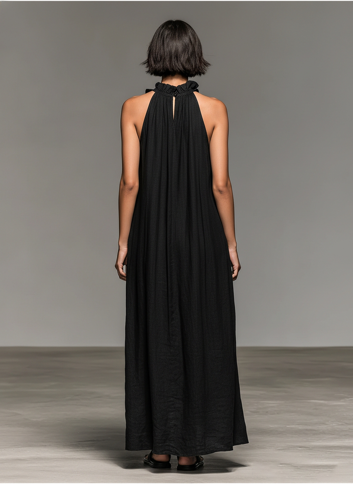 Talia halter neck maxi dress in black