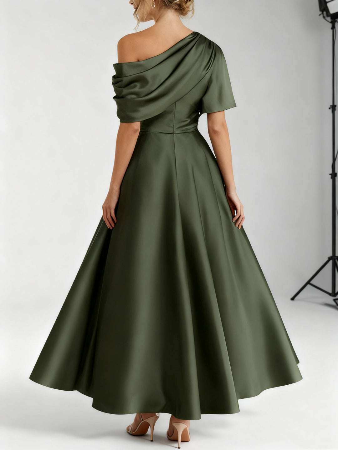 Freda Elegant Satin A Line Dress - image 9
