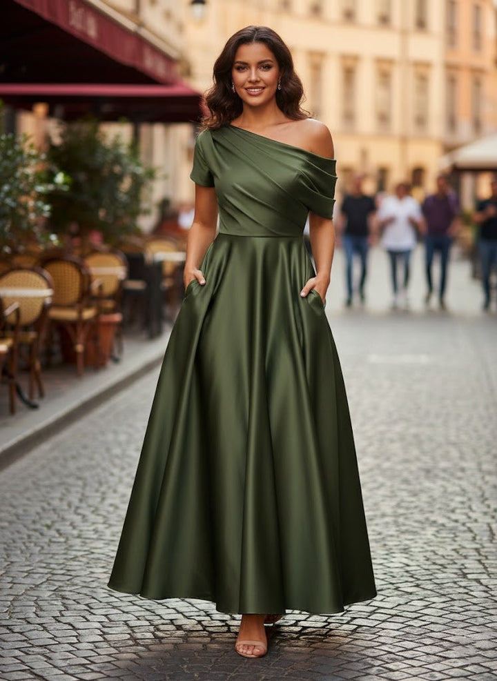 Freda Elegant Satin A Line Dress - image 10
