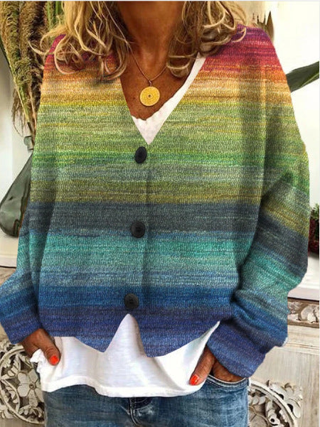 Brenna floral knit cardigan with V neck – image 2