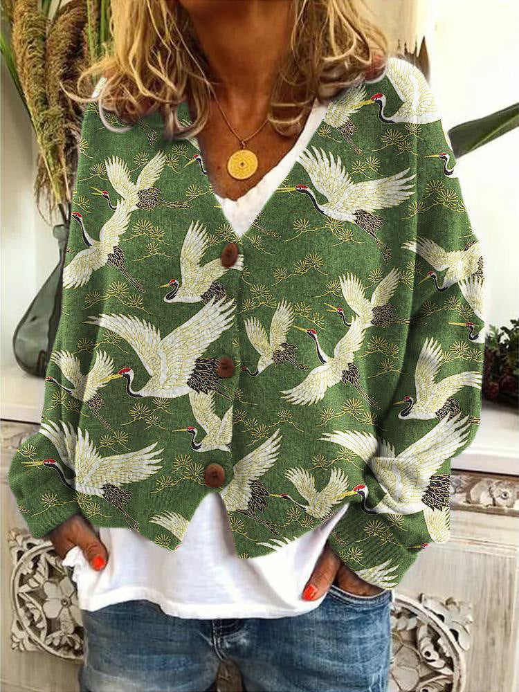 Brenna floral knit cardigan with V neck – image 4