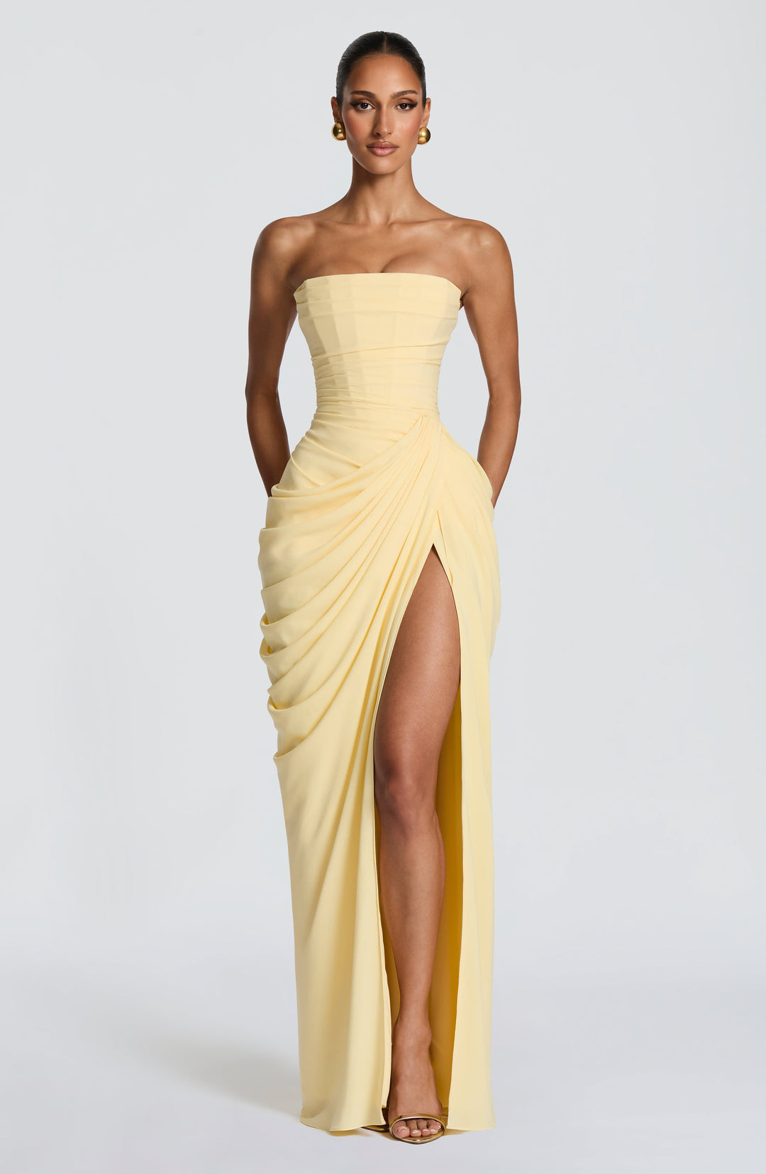 Ulla maxi dress with side split and lacing