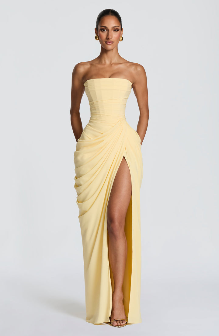 Ulla maxi dress with side split and lacing