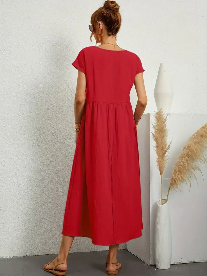 Isobel Elegant Gathered Waist Pleated Midi Dress - image 28