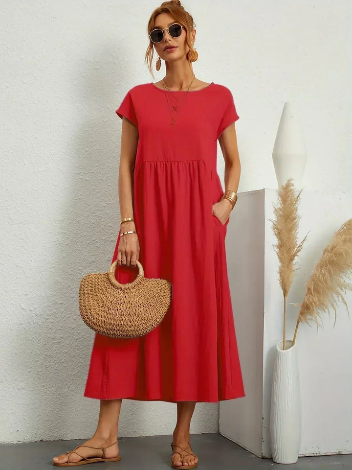 Isobel Elegant Gathered Waist Pleated Midi Dress - image 27