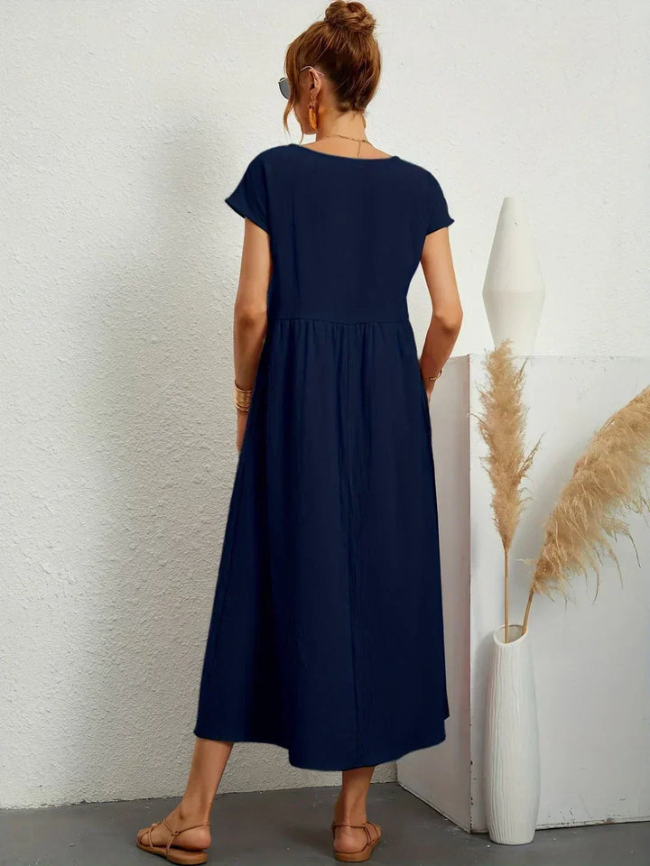 Isobel Elegant Gathered Waist Pleated Midi Dress - image 16
