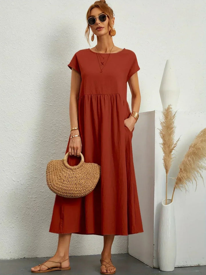 Isobel Elegant Gathered Waist Pleated Midi Dress - image 31