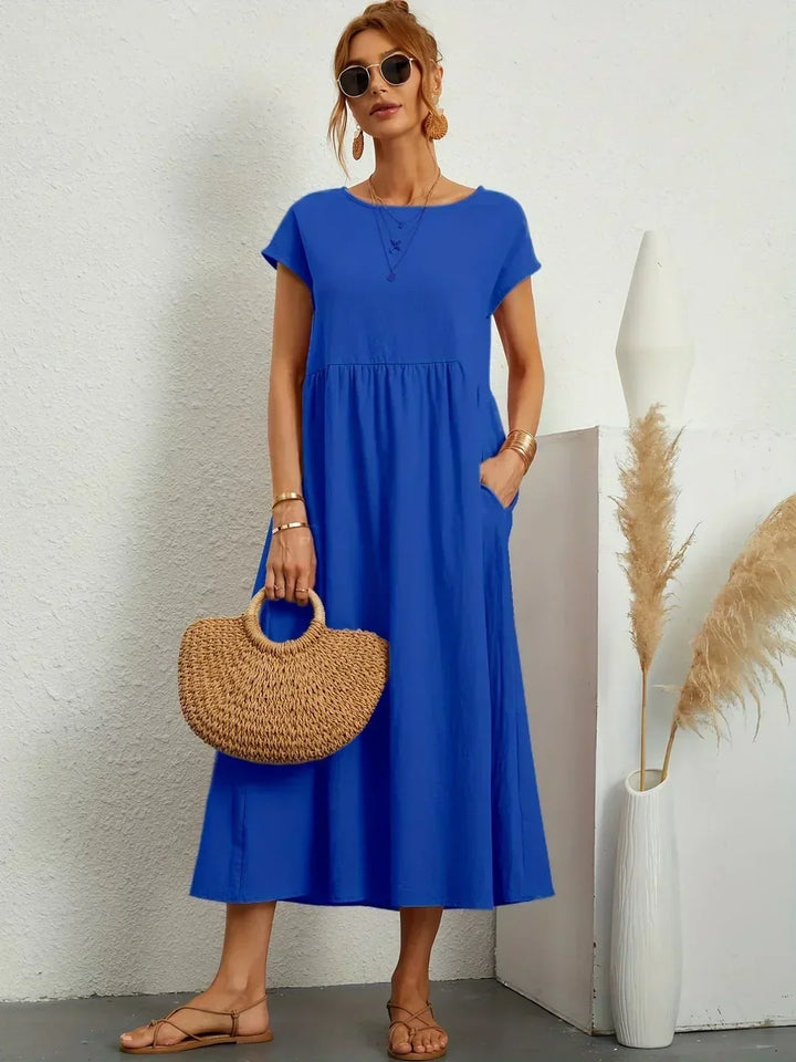 Isobel Elegant Gathered Waist Pleated Midi Dress - image 23