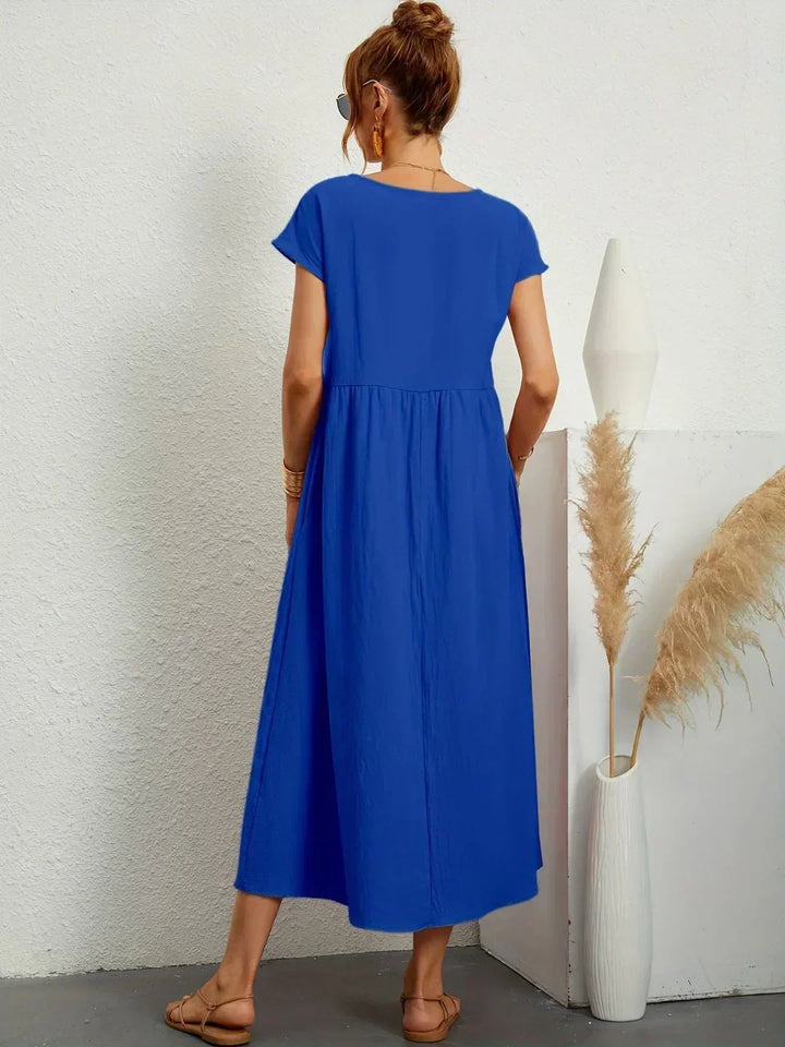 Isobel Elegant Gathered Waist Pleated Midi Dress - image 24