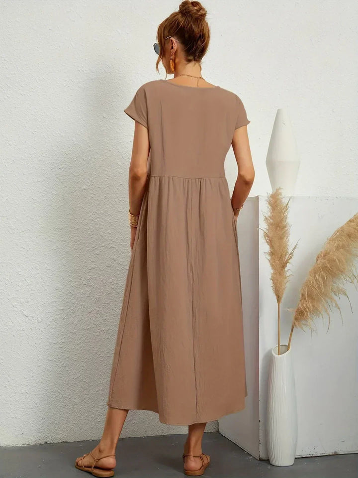 Isobel Elegant Gathered Waist Pleated Midi Dress - image 26