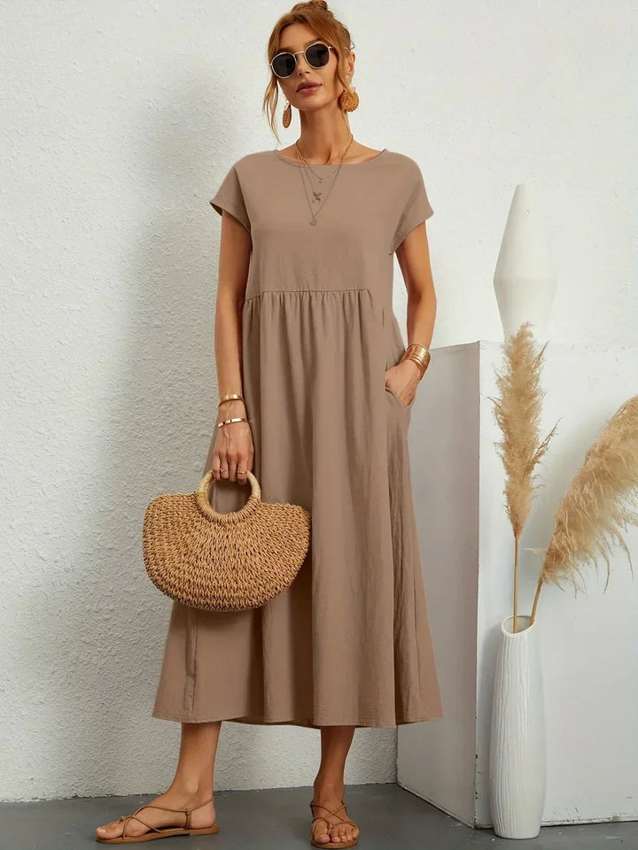 Isobel Elegant Gathered Waist Pleated Midi Dress - image 25