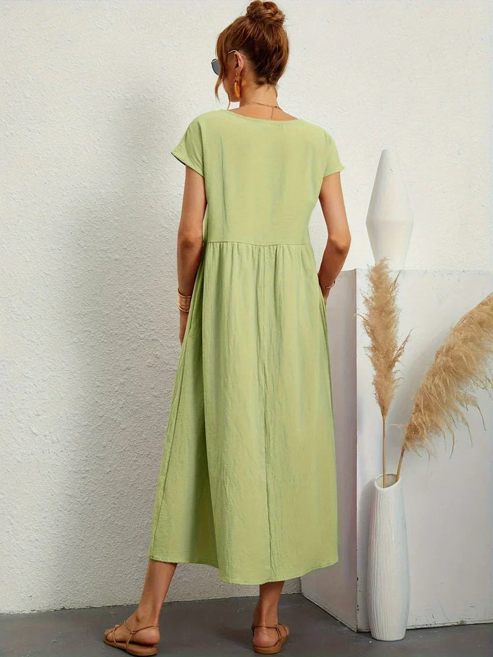Isobel Elegant Gathered Waist Pleated Midi Dress - image 20