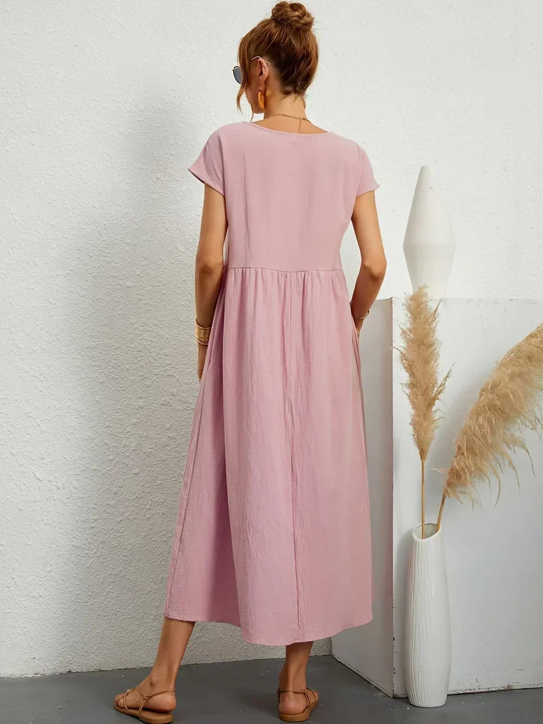 Isobel Elegant Gathered Waist Pleated Midi Dress - image 30