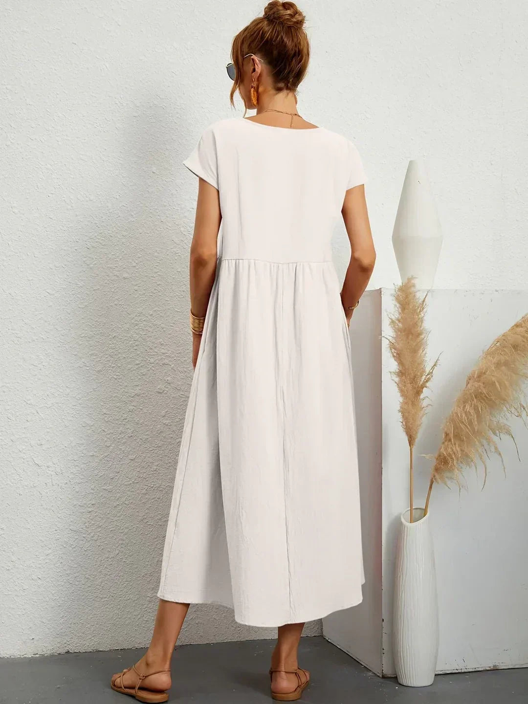 Isobel Elegant Gathered Waist Pleated Midi Dress - image 14