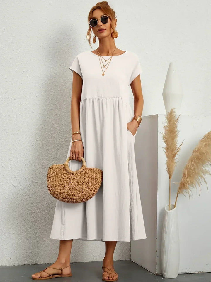 Isobel Elegant Gathered Waist Pleated Midi Dress - image 13