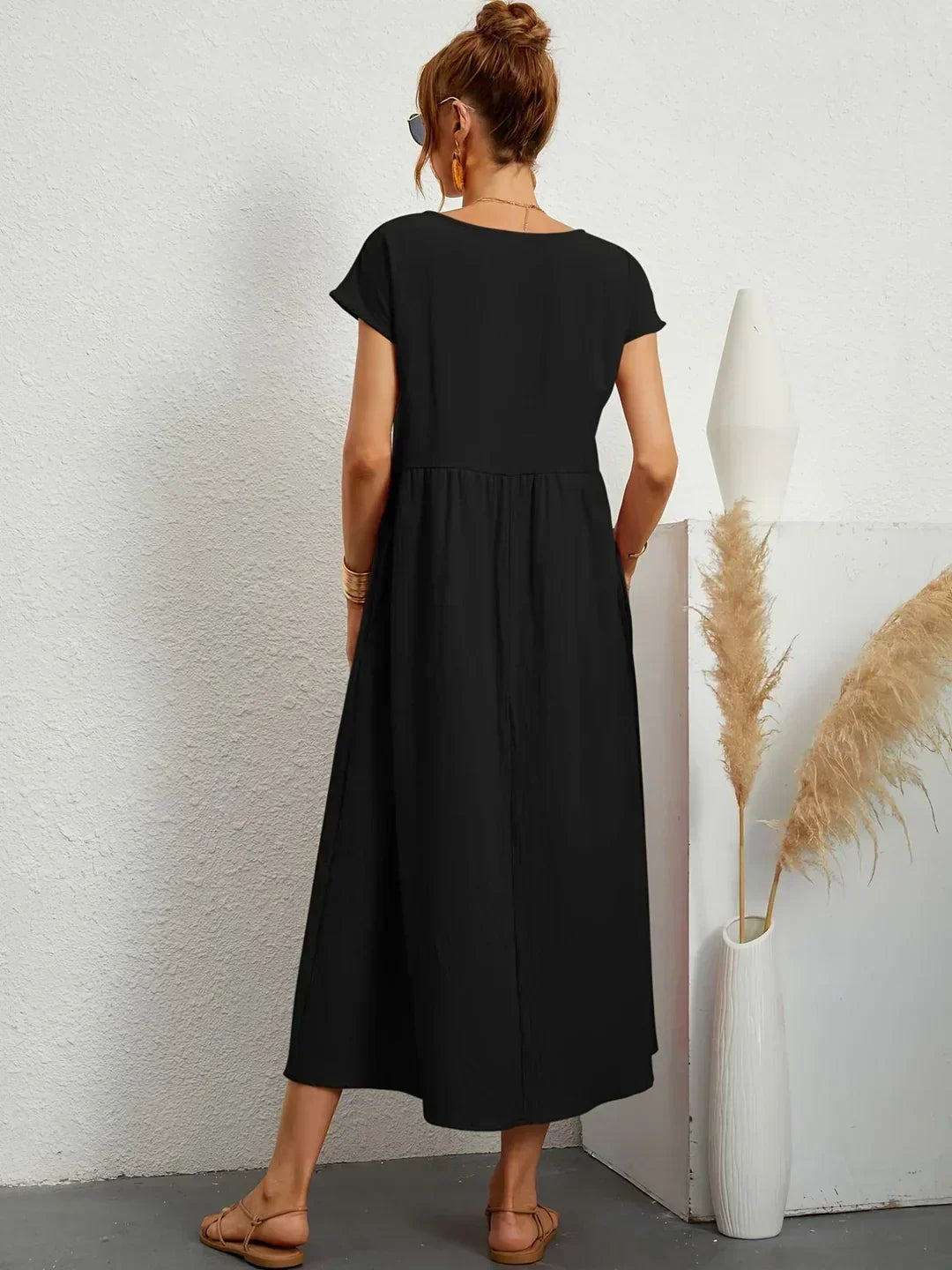 Isobel Elegant Gathered Waist Pleated Midi Dress - image 18