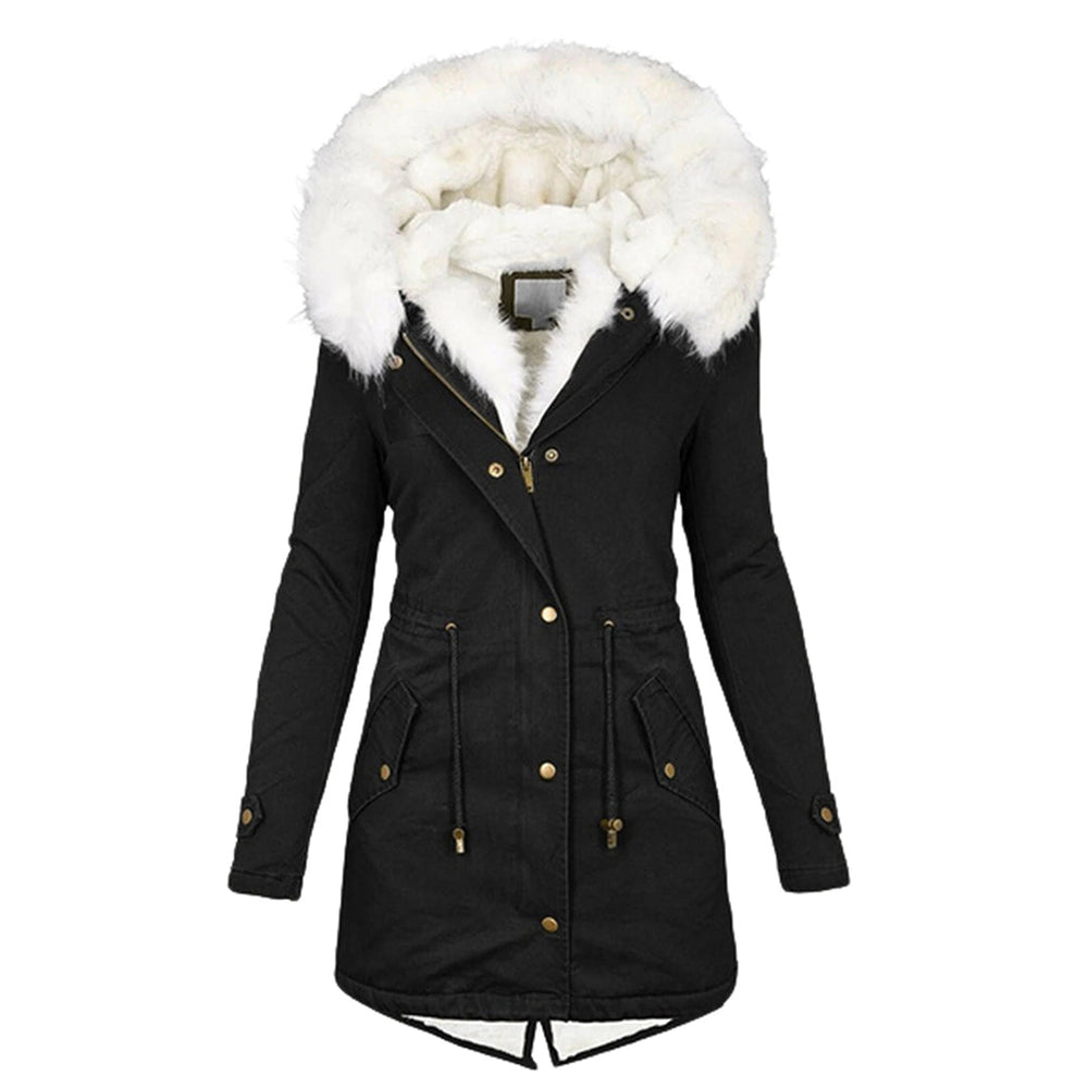 Antonia hooded winter jacket with button detail – image 2