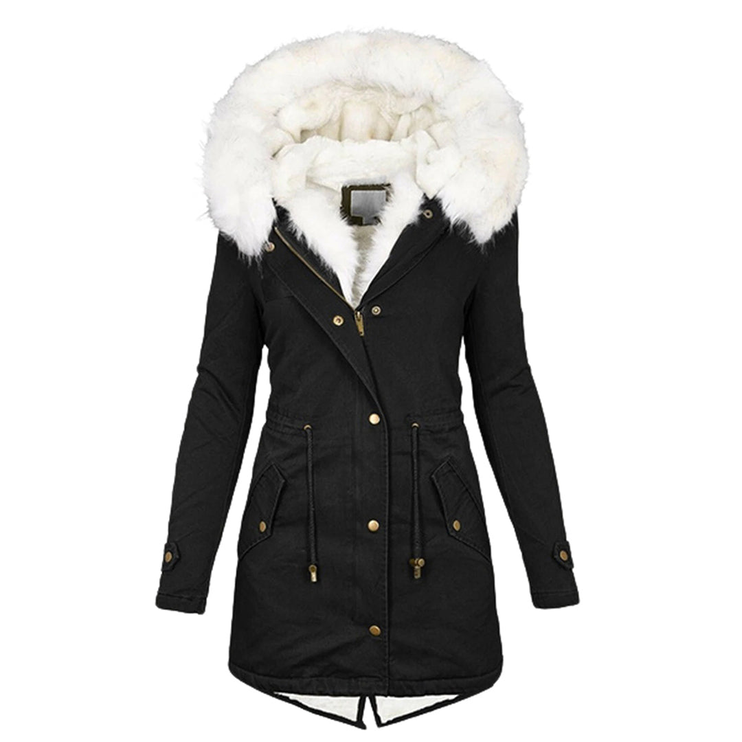 Antonia hooded winter jacket with button detail – image 2