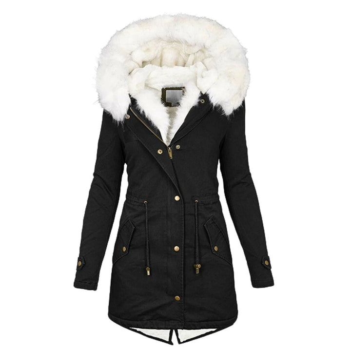 Antonia hooded winter jacket with button detail – image 2