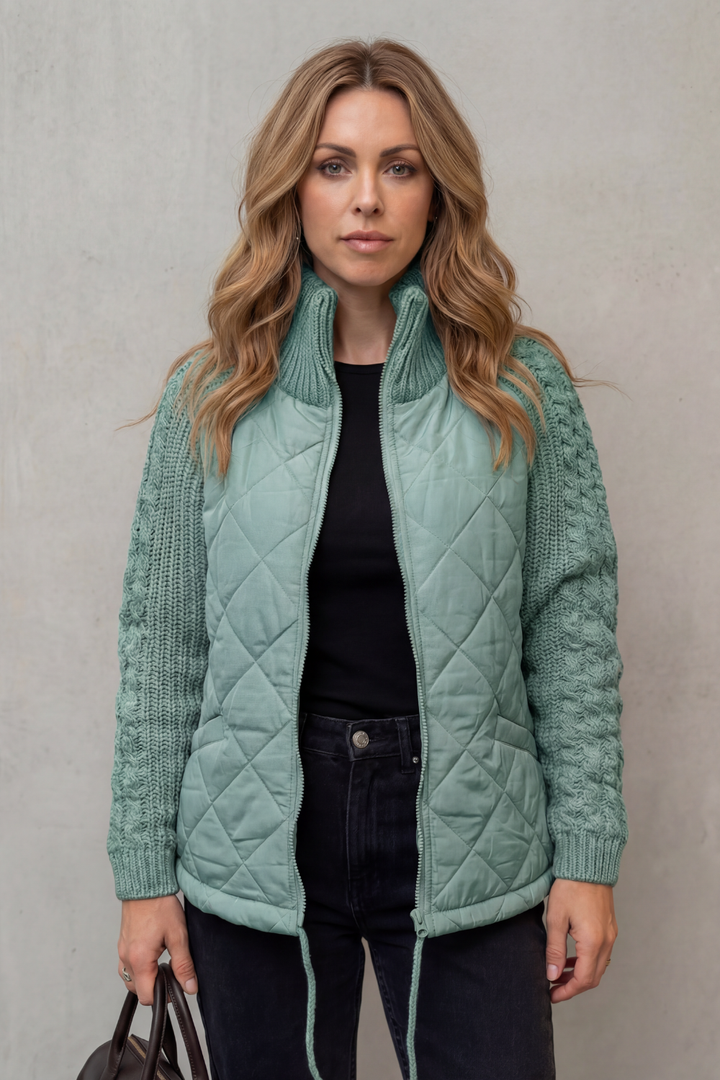 Petronella Elegant Quilted Puffer Jacket with Knit Trim - image 11