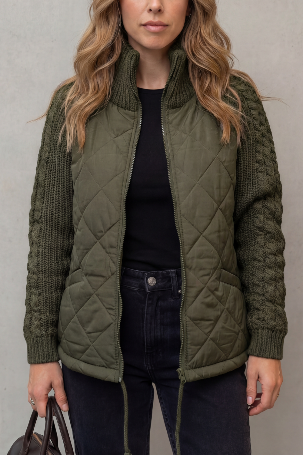 Petronella Elegant Quilted Puffer Jacket with Knit Trim - image 8