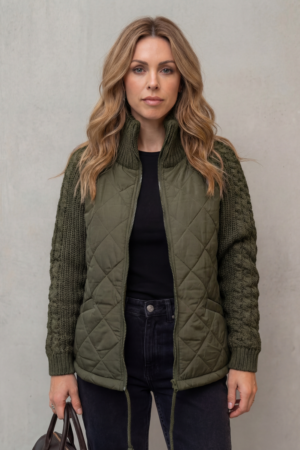 Petronella Elegant Quilted Puffer Jacket with Knit Trim - image 12