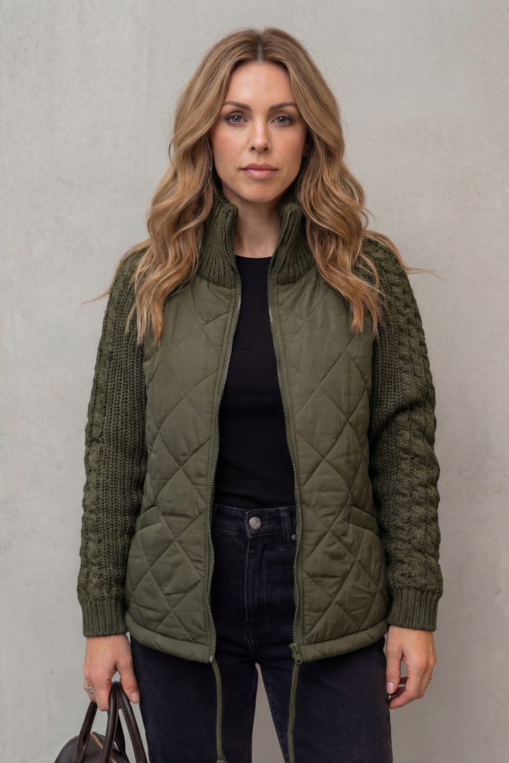 Petronella Elegant Quilted Puffer Jacket with Knit Trim - image 12