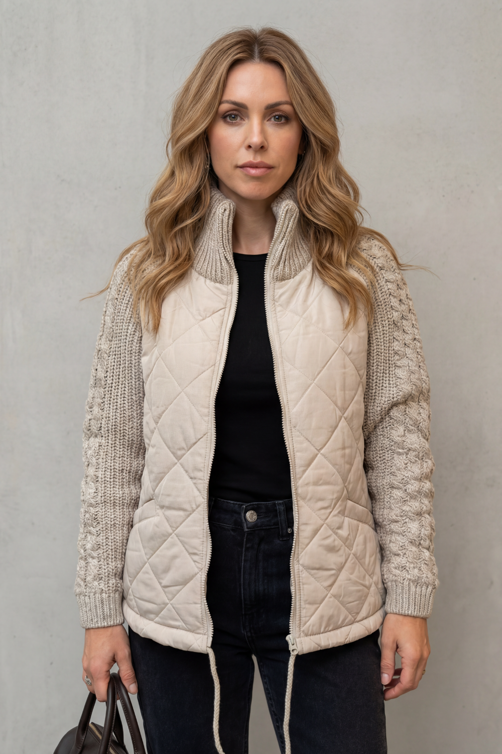Petronella Elegant Quilted Puffer Jacket with Knit Trim - image 2