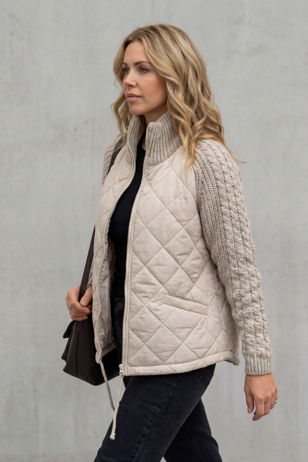 Petronella Elegant Quilted Puffer Jacket with Knit Trim - image 3