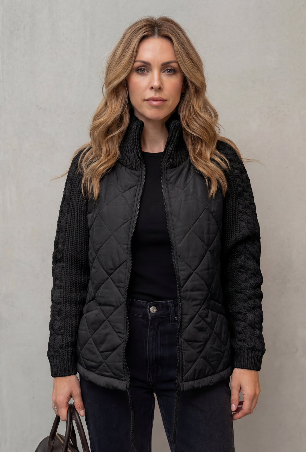 Petronella Elegant Quilted Puffer Jacket with Knit Trim - image 9