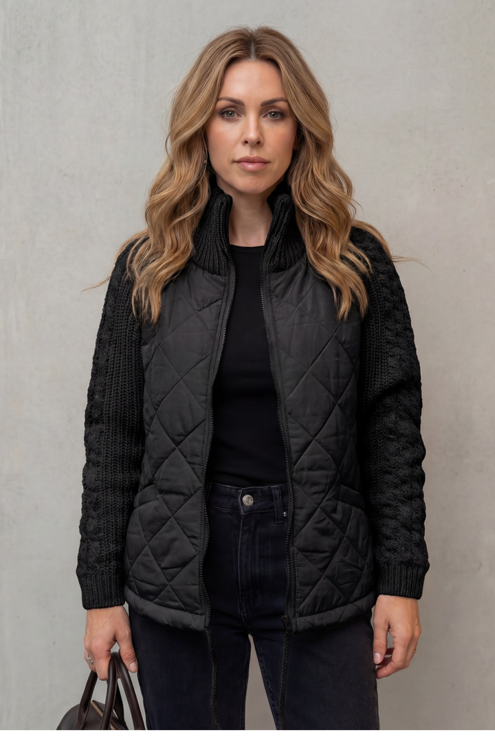 Petronella Elegant Quilted Puffer Jacket with Knit Trim - image 9