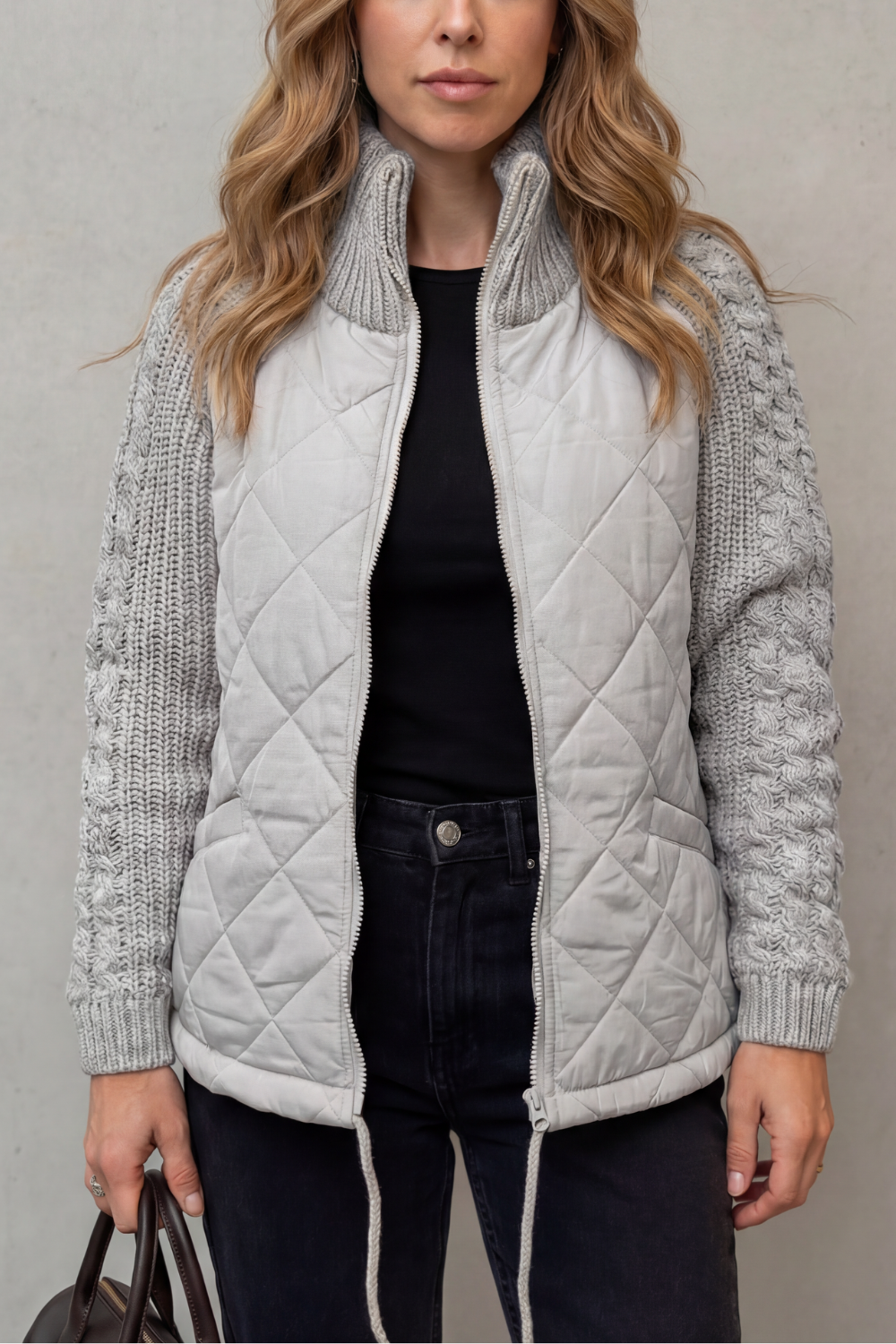 Petronella Elegant Quilted Puffer Jacket with Knit Trim - image 6
