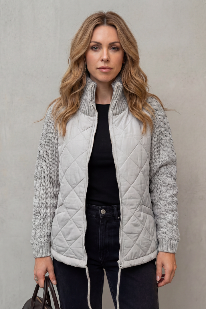 Petronella Elegant Quilted Puffer Jacket with Knit Trim - image 10