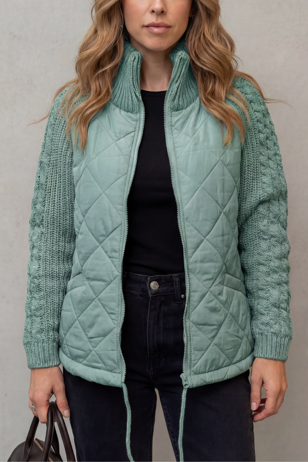 Petronella Elegant Quilted Puffer Jacket with Knit Trim - image 7