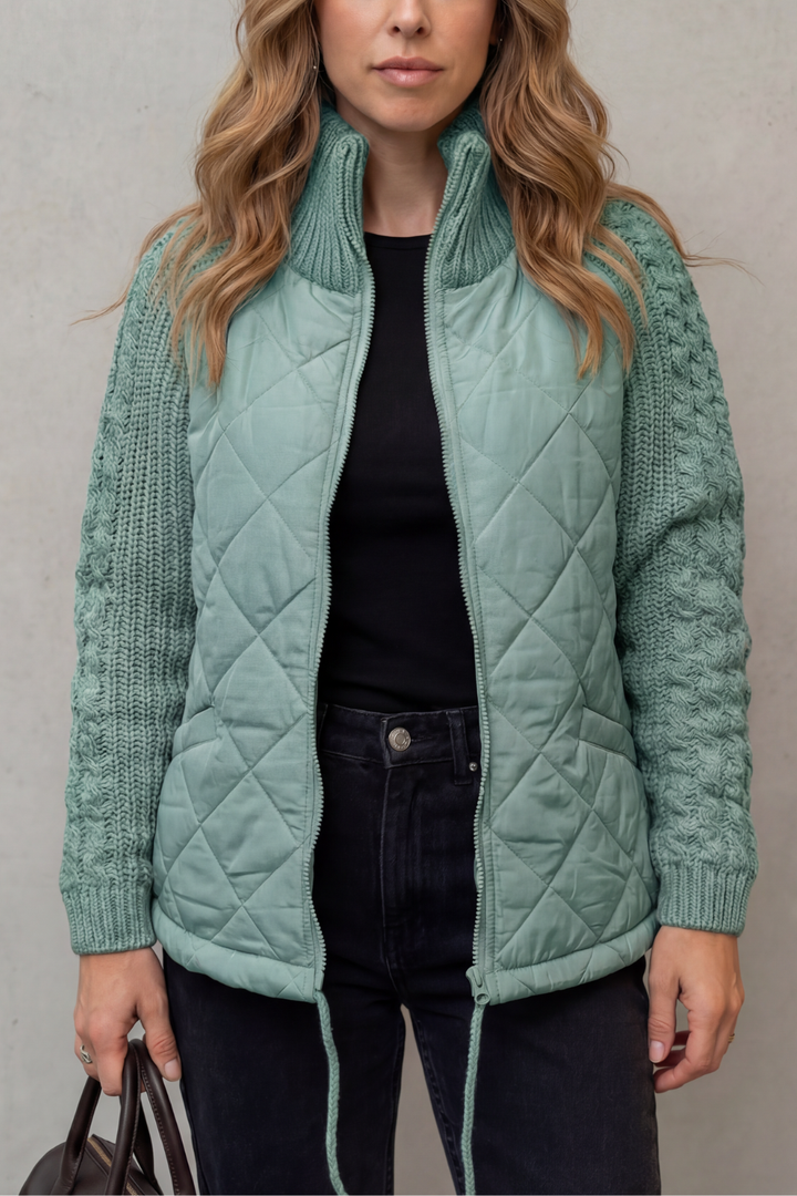 Petronella Elegant Quilted Puffer Jacket with Knit Trim - image 7