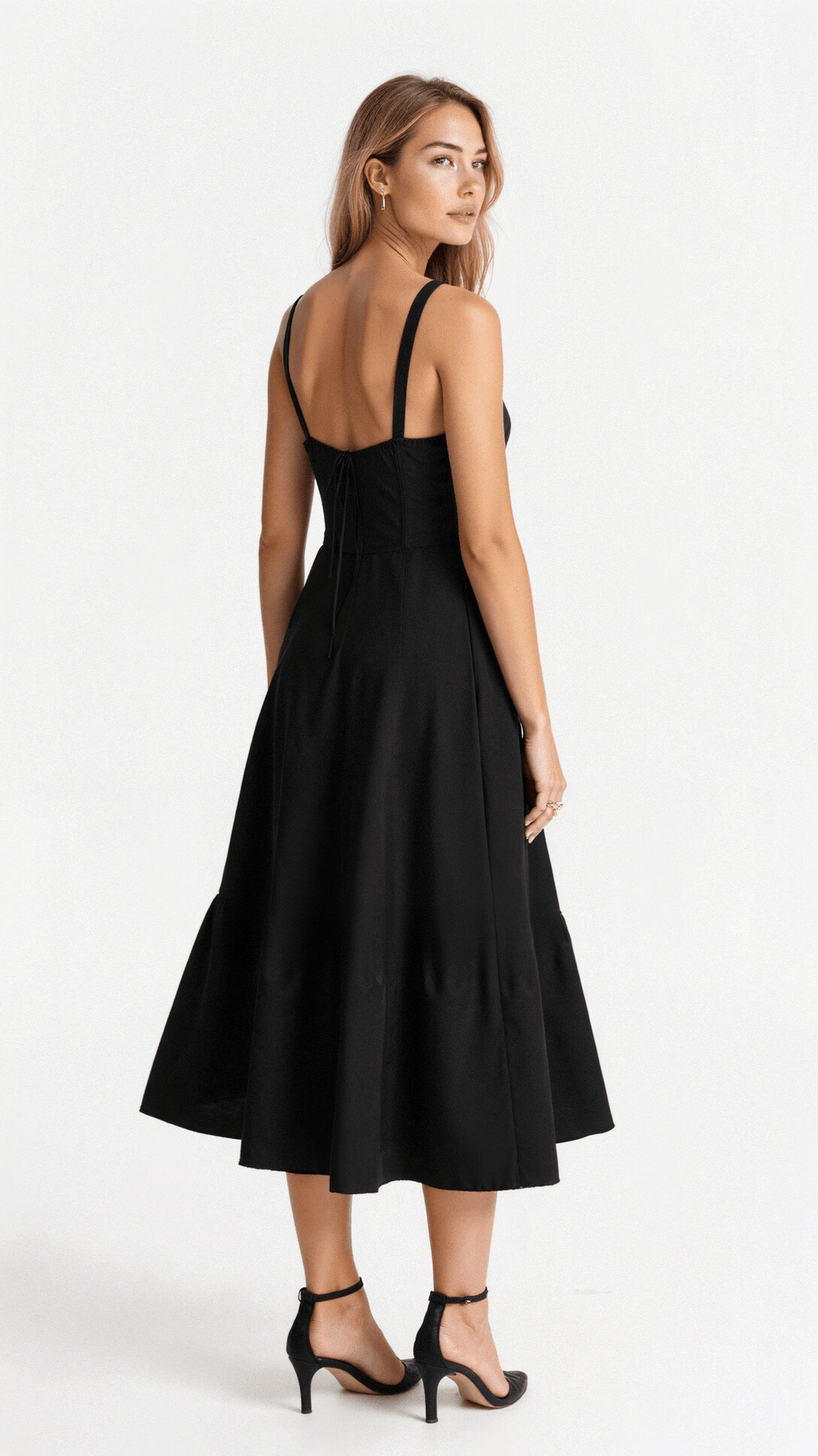 Yvonne sweetheart neck flared midi dress – image 4