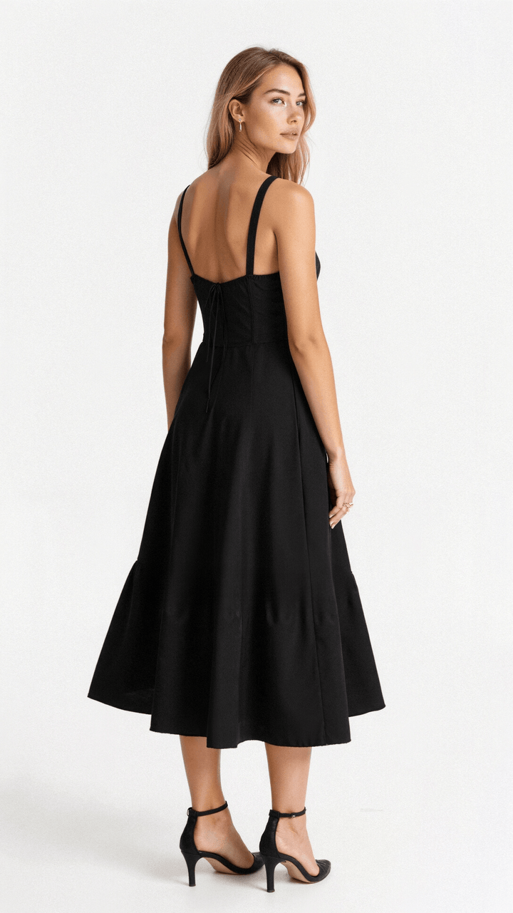 Yvonne sweetheart neck flared midi dress – image 4