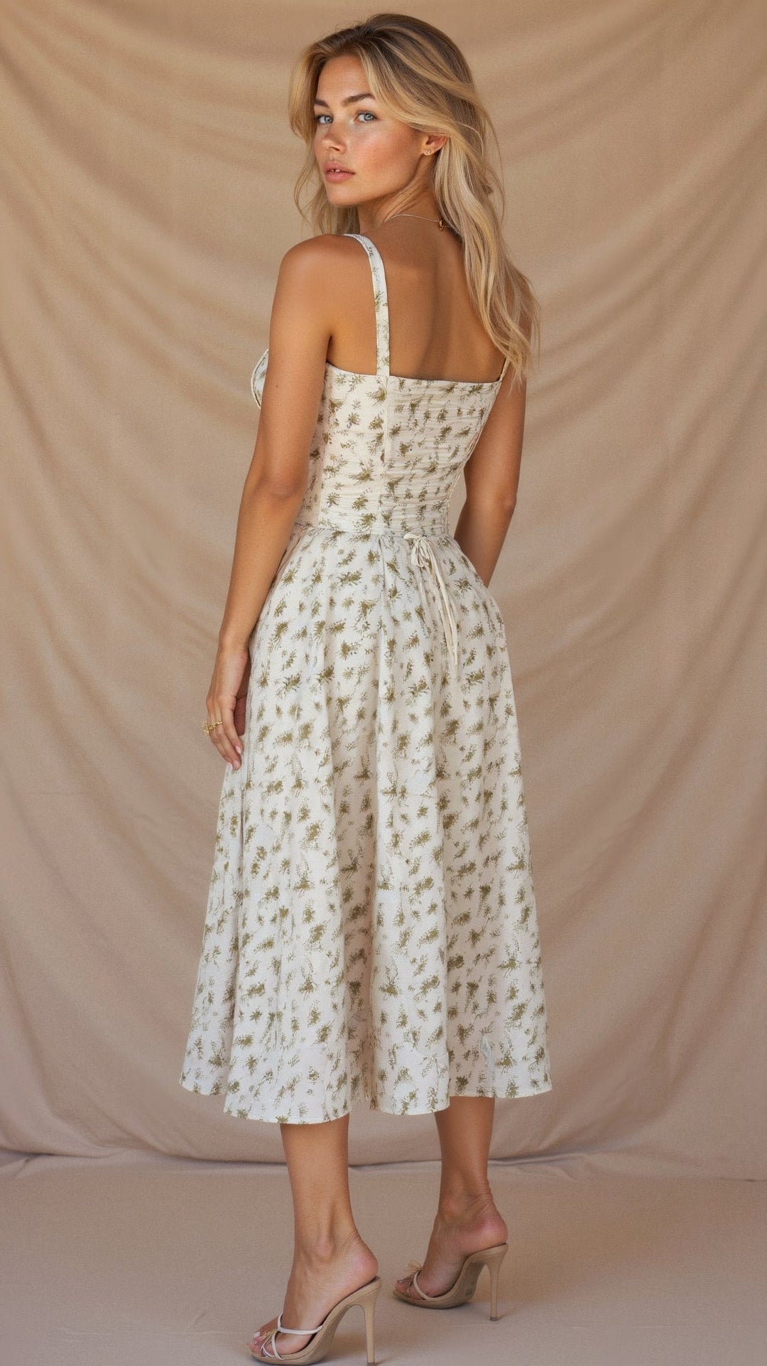 Yvonne sweetheart neck flared midi dress – image 8