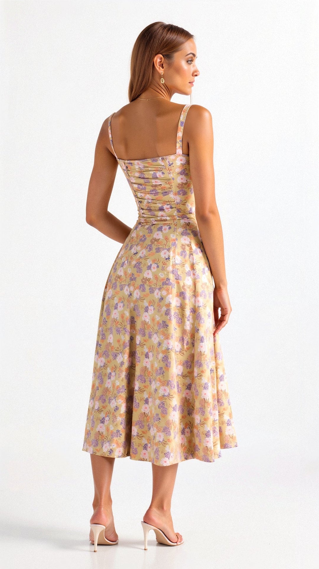 Yvonne sweetheart neck flared midi dress – image 18