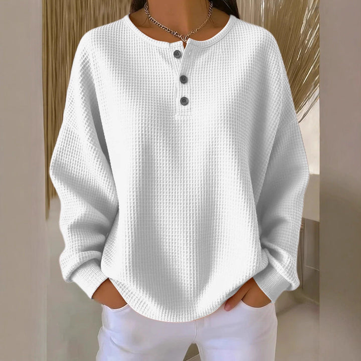 Birgit oversized waffle knit henley jumper – image 2