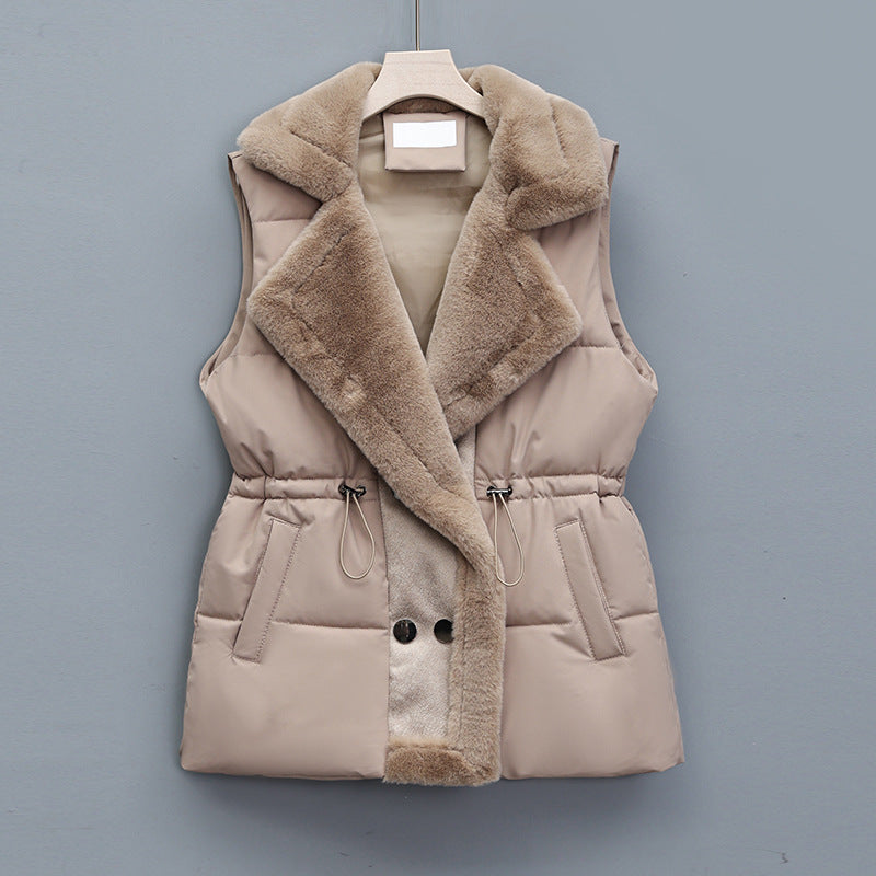 Adelaide quilted gilet with faux fur collar